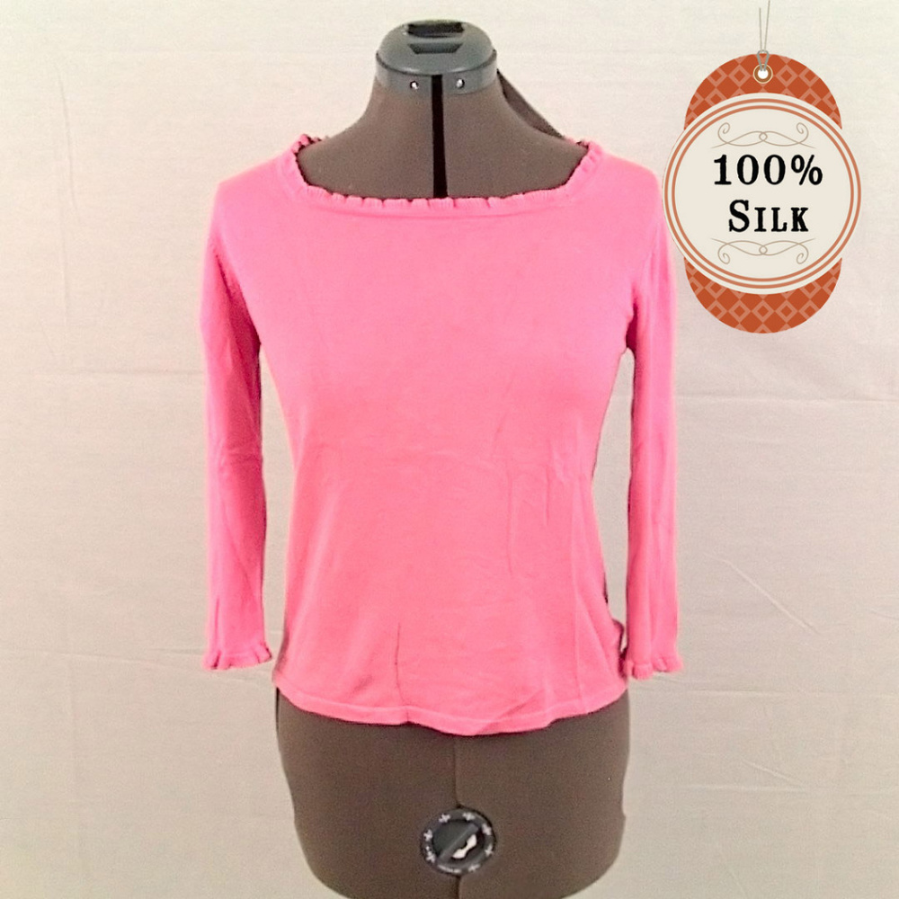 Pink Silk 3/4 Sleeve Sweater